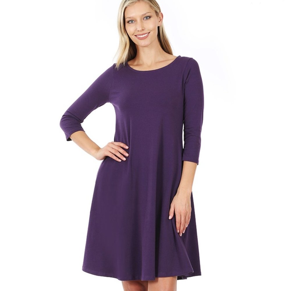 Zenana Purple Classic A-Line Dress